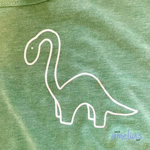 Brachiosaurus Dinosaur - Green Triblend Tank Top