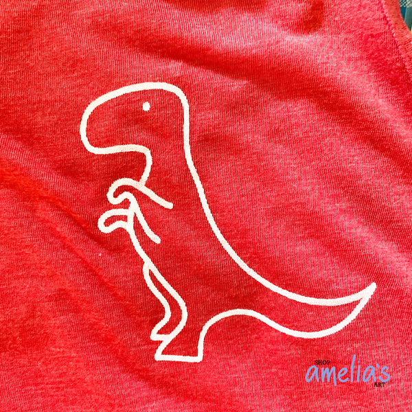 T-Rex Dinosaur - Red Triblend Tank Top