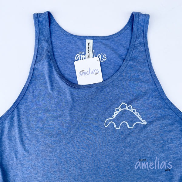 Stegosaurus Dinosaur - Blue Triblend Tank Top