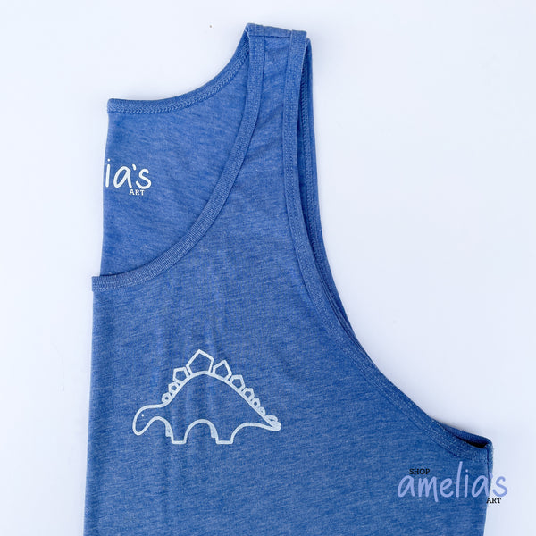 Stegosaurus Dinosaur - Blue Triblend Tank Top