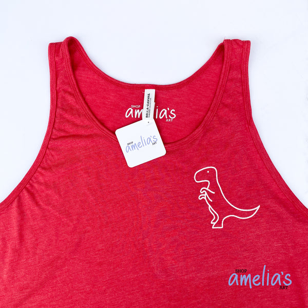 T-Rex Dinosaur - Red Triblend Tank Top