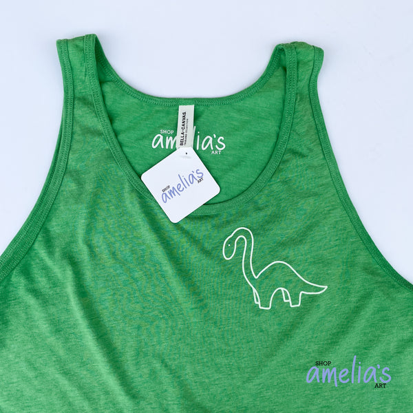 Brachiosaurus Dinosaur - Green Triblend Tank Top