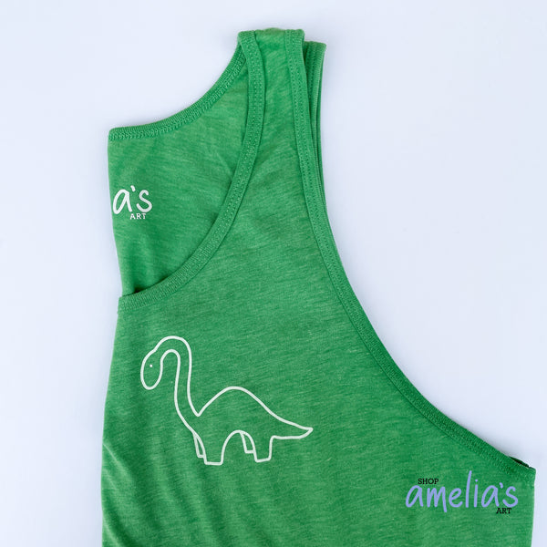 Brachiosaurus Dinosaur - Green Triblend Tank Top