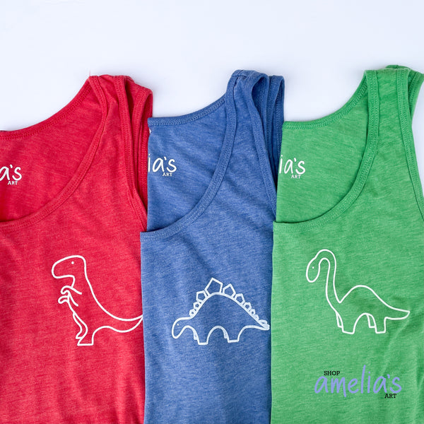 Brachiosaurus Dinosaur - Green Triblend Tank Top