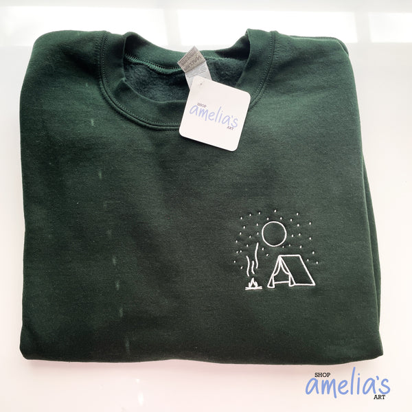 Camping - Forest Green Crewneck