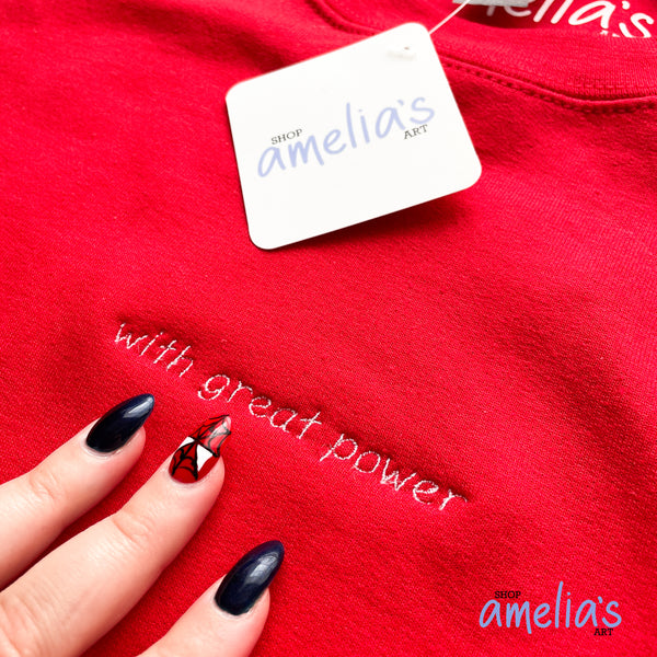 With Great Power - Red Crewneck